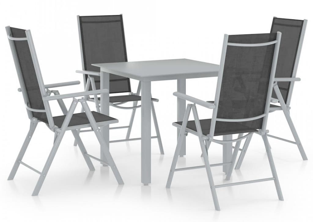 Set Mobilier Gradina Argintiu Negru Aluminiu