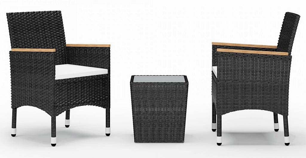 Set Mobilier Bistro Negru Sticla