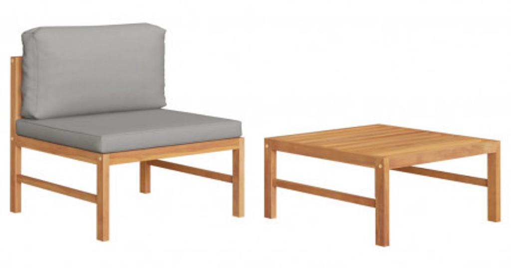 Set Mobilier Gradina Perne Gri Lemn Tec